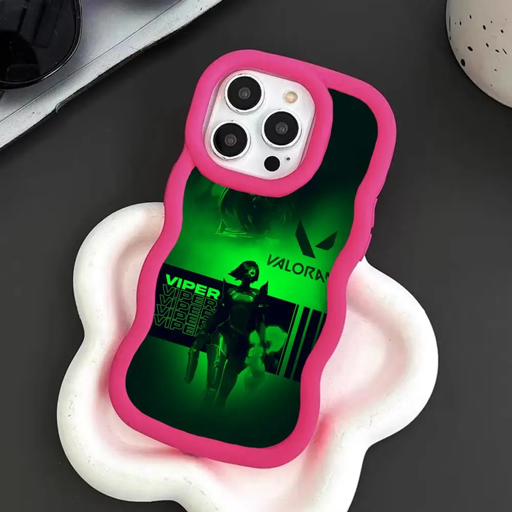 

Valo Viper Phone Case for iPhone 17 16 15 14 13 12 11 Air Pro Max Plus Red Soft TPU Wavy Edge Cover