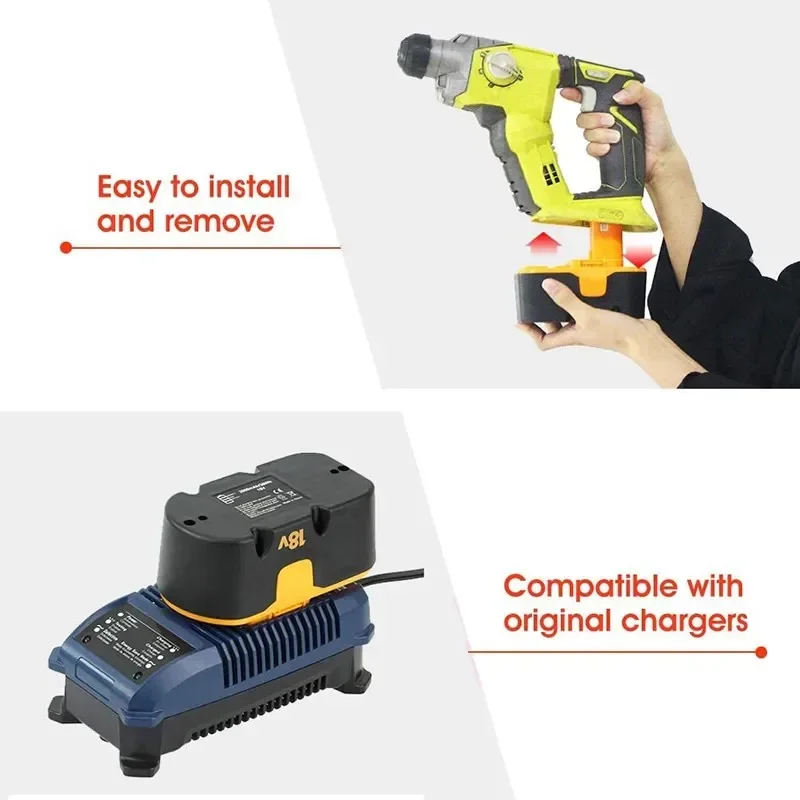 ☛☛ 18V For Ryobi P100 4800mAh/6800mAh/9800mAh Interchangeable Battery P101 ABP1801 ABP1803 BPP 1820 Rechargeable Power Tools