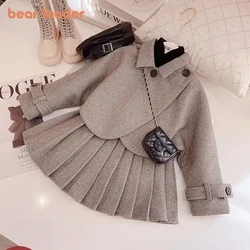 Bear Leader Fashion Kids Girls Princess 2pcs Clothes Set autunno inverno bambini cappotto Outwear + gonne abiti Vintage Suit 2-12Y