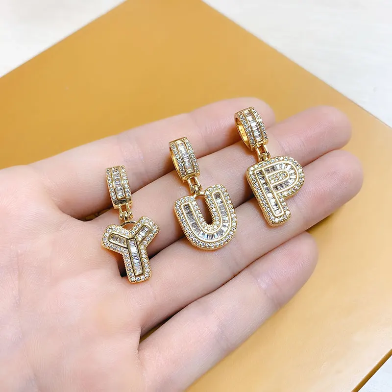 OCESRIO Gold Plated Letter Crystal Zircon Big Alphabet Pendant Decoration Pendant Zircon Gothic Jewelry Making Supplies pdta004