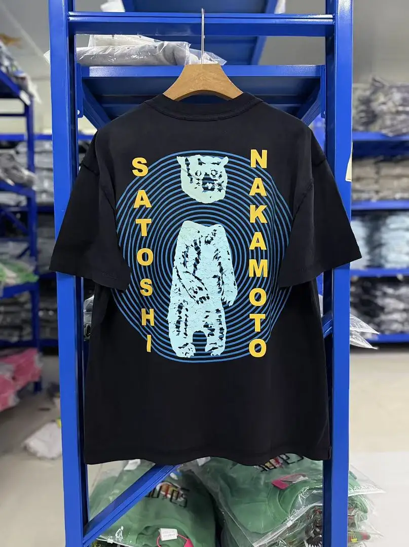 Men Vintage Destroyed Wash Oversized T-shirt Swirl Bear Double Side Print Raw Hem Grunge Punk Streetwear Unisex Short Sleeve Top