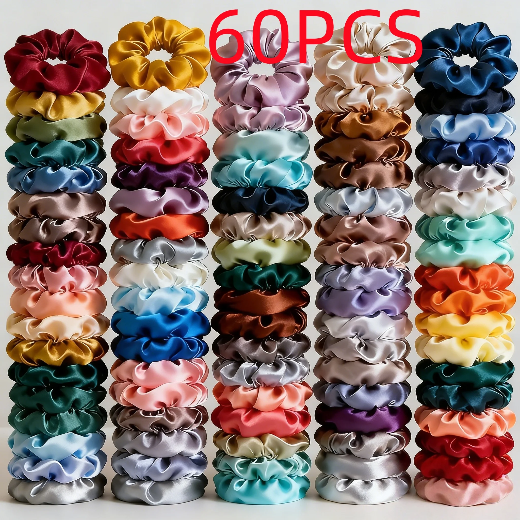 1/6/150/60/50/30/20PCS Vintage Satijnen Haar Scrunchies Elastiekjes effen Kleur Vrouwen Meisjes Hoofddeksels Paardenstaart Banden Accessoires