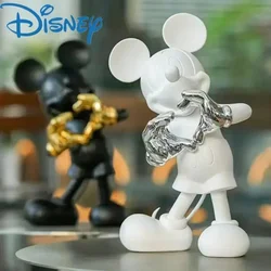 Disney Mickey Mouse 29cm Figurka Mickey Welcome Guests Zabawka dla dzieci Żywica Model Miłość Siedzący Wyposażenie domu Halloween Prezent świąteczny