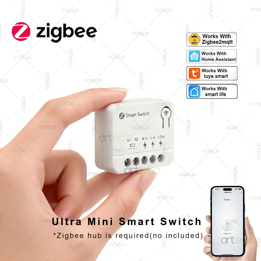 Zigbee Mini Breaker DIY Smart Switch Module Home Automation Lighting Relay App Remote Control Timing Works With Gateway Z2MQTT
