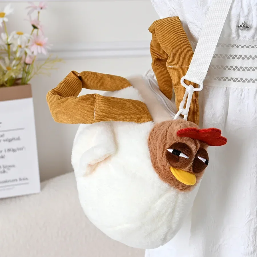 Hot Worker Commuting Handbag Creative Ugly Cartoon Sleepy Chicken Plush Doll Messenger Bag Super Hot Handbag Kawaii