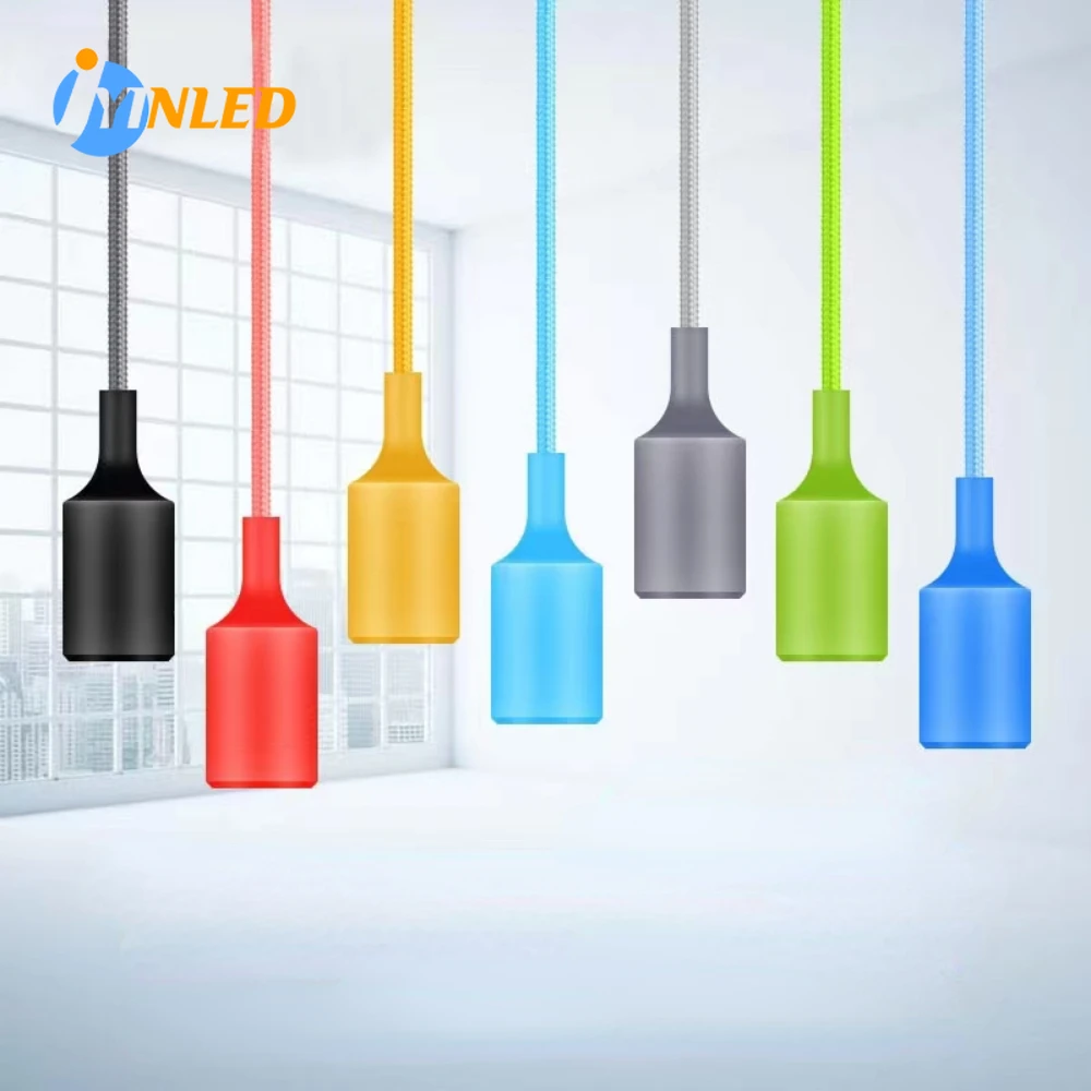 Pendant Lights Modern Simple Single Head Silica Gel Pendant Lamps AC90-260V E27 Holder 100cm Cord 13 Colors