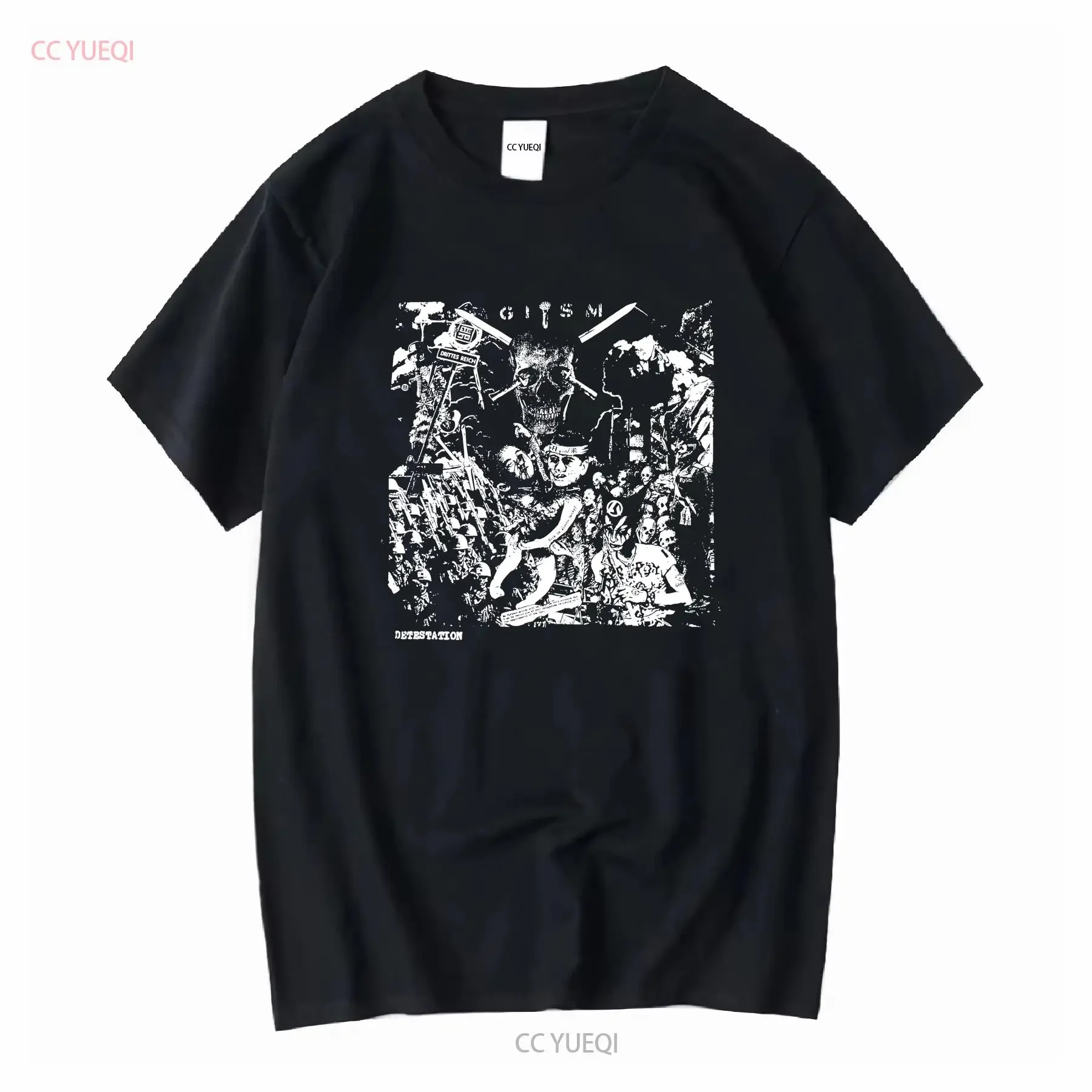 Футболка GISM, размеры S, M, L, XL, 2XL, винтажная, в стиле панк-корст, с принтом Detestation Death Side Disclose Zouo, мягкая, стильная, повседневная, с эффектом потертости.