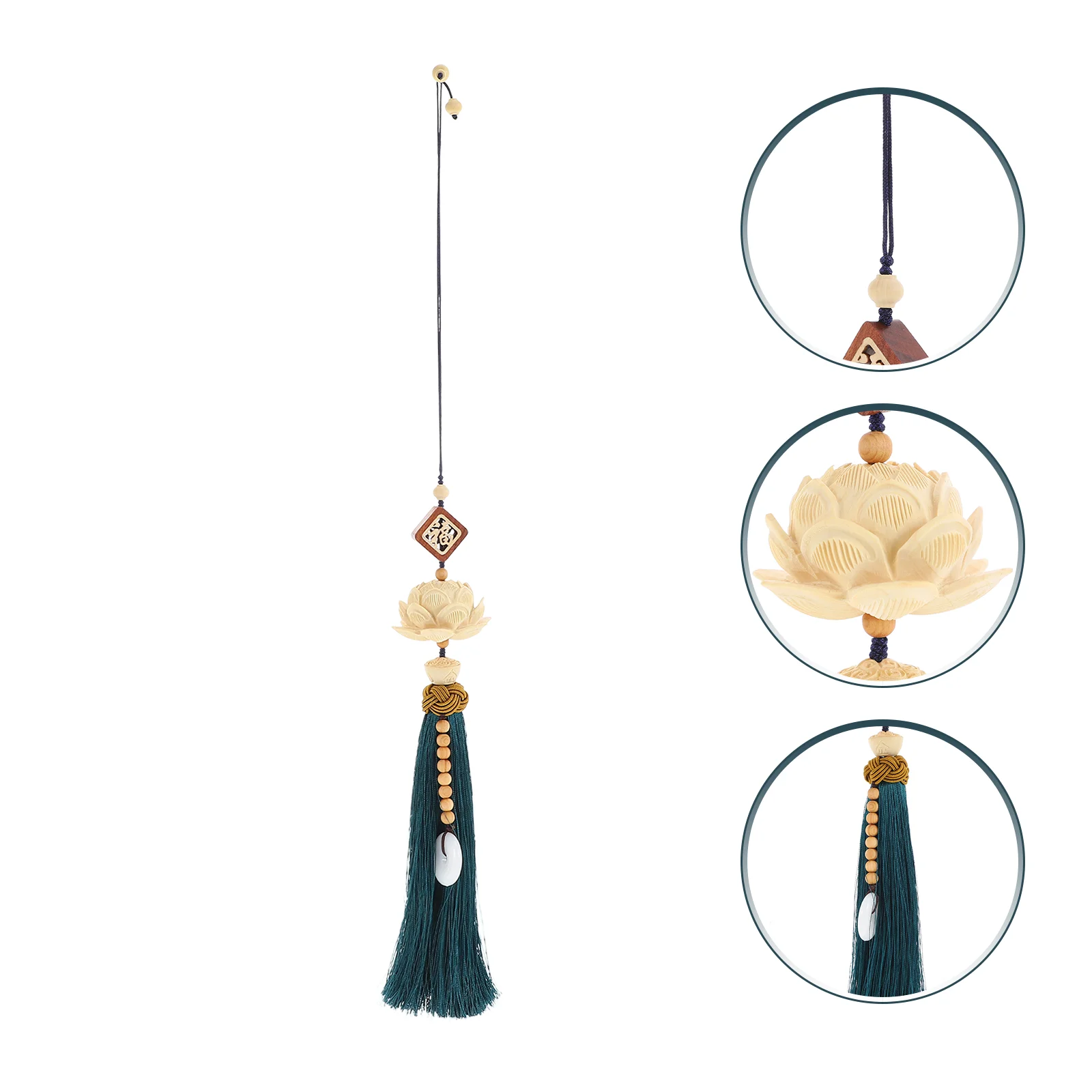 Pendant Hanging Automotive Car Lotus Rearview Mirror Decor Braided Rope Adornment and Women Garlands