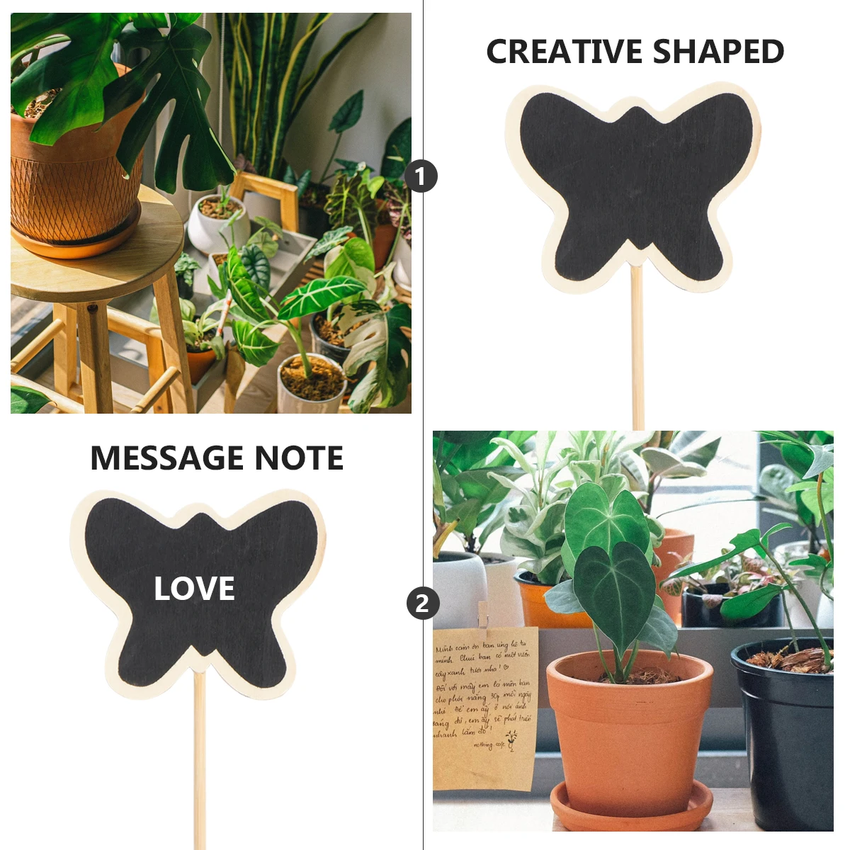 

20pcs Mini Chalkboard Toppers Wood Garden Labels Decorative Signs Wedding Crafts Blackboard Makers Plants Tags