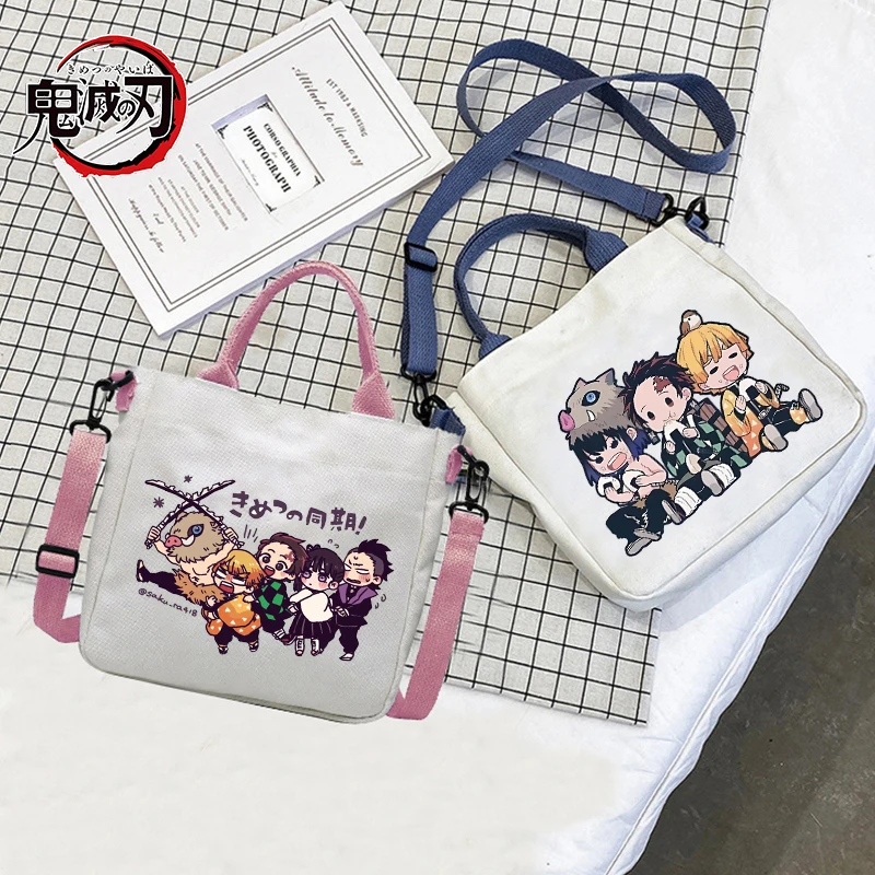 

Japanese Anime Demon Slayer Kimetsu No Yaiba Canvas Bag Boy Girl Kawaii Fashion Shoulder Bags Large Capacity Crossbody Bag Gifts