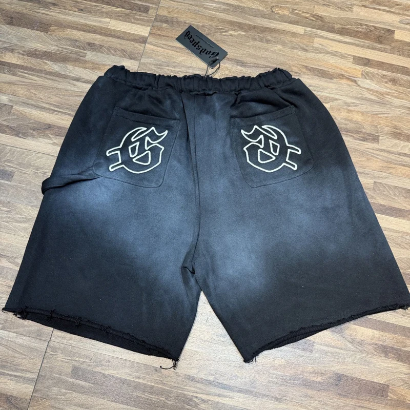 

American Hip Hop GOD SPEED Casual Shorts High Quality Streetwear Graphic Print Washed Sports Shorts