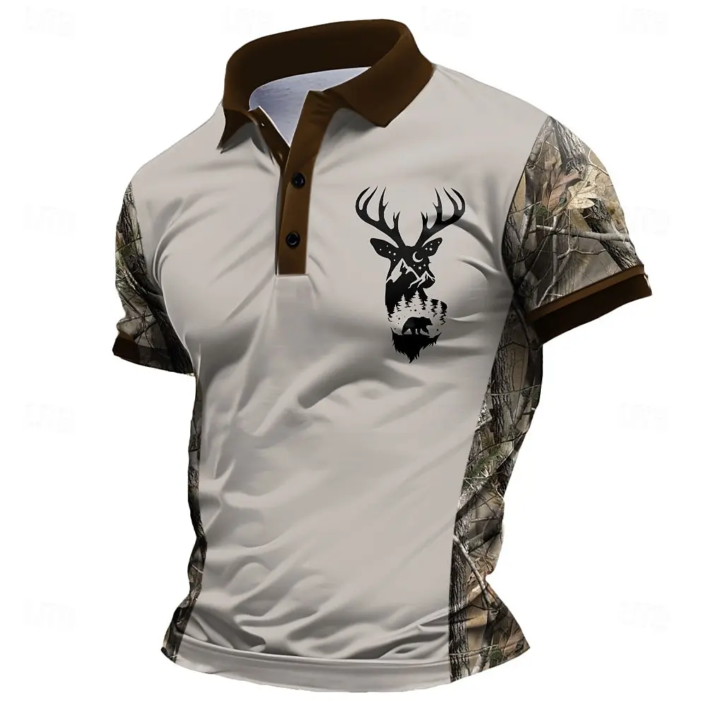 3D Milu Deer Grafik Bedrucktes Y2k Kurzarm-Sweatshirt Modisches Polohemd Lockeres Herren-Oberteil Lässiger Pullover Vintage Herrenkleidung – Detail 8