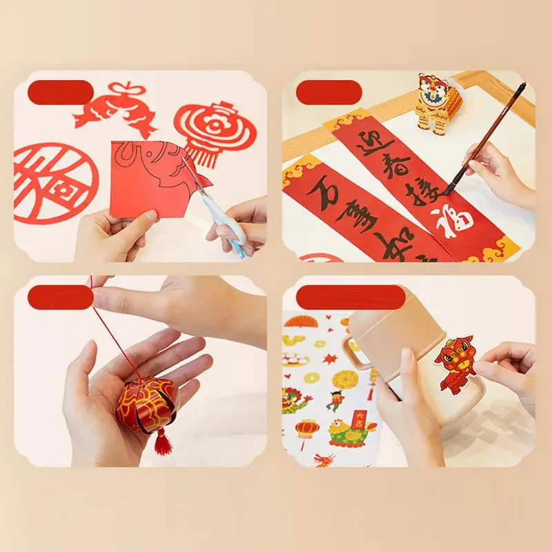 Chinese New Year 2025 Paper Cutting Learning Games Paper Cutting Toys Couplet Arts & Crafts Spring Festival Paper Craft Kit