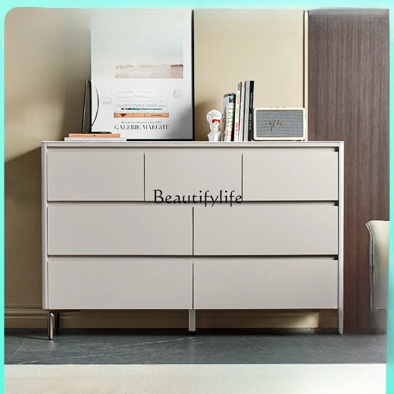 Modern simple rock slab chest, bedroom storage against the wall, drawer cabinet