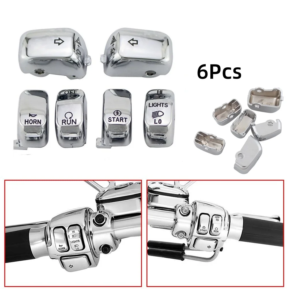 

Motor Chrome Handlebar Control Switch Cover Hand Switch Caps For Harley Softail Sportster 1200 883 Dyna Motorcycle Accessories