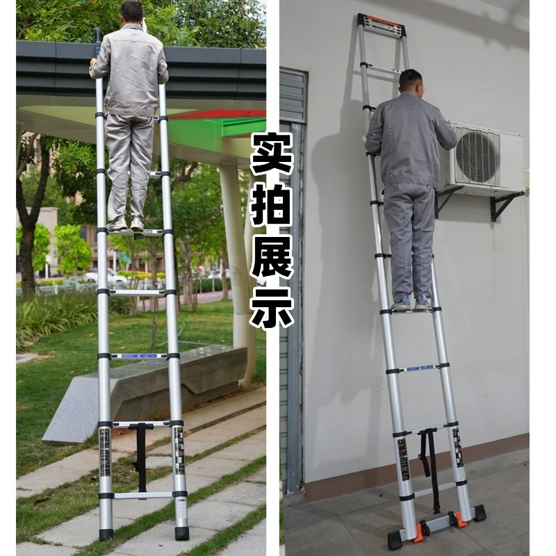 Aluminum Ladders Portable Straight Ladder Household 30 Steps Folding Extension Telescopic Ladders Stepladder