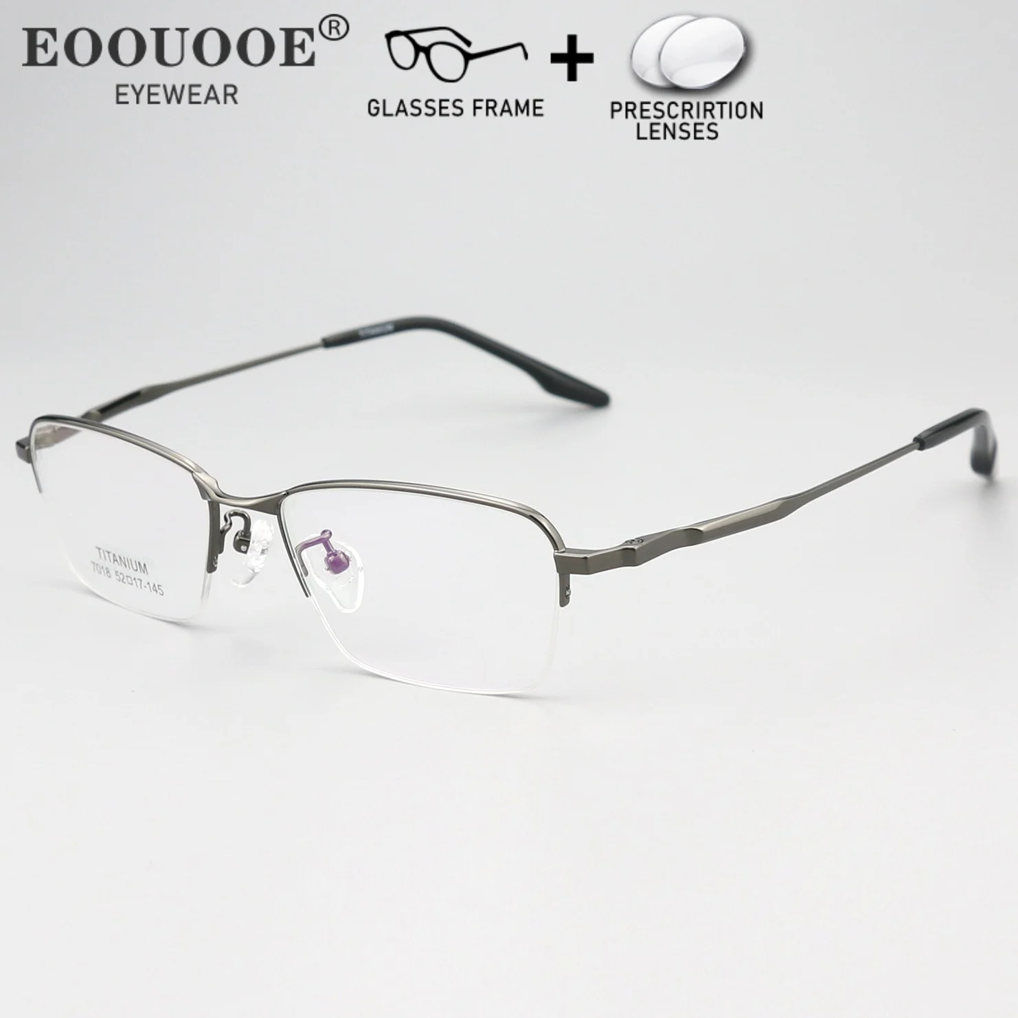 男性用ハーフピュアチタンメガネ処方レンズ近視読書用累進眼鏡反射防止運転用メガネ