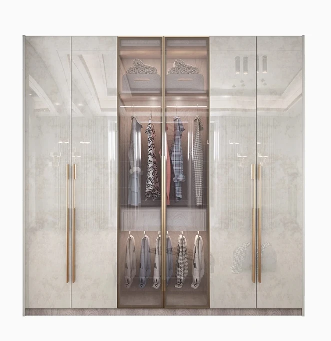 *Light Luxury Solid Wood Bedroom Wardrobe Modern Simple Overall Combination for Small Households and Apartments Home Furniture