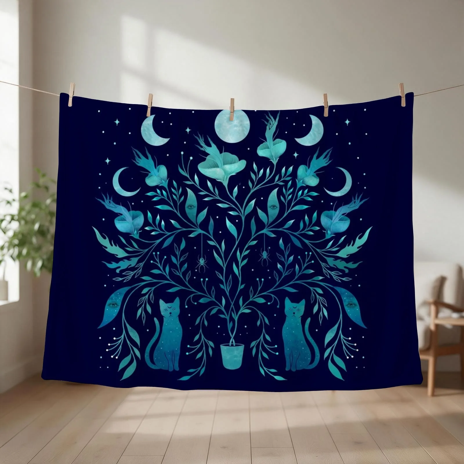 Mystical Potted Plant Throw Blanket couch cozy soft plush fuzzy picnic outdoor blanket