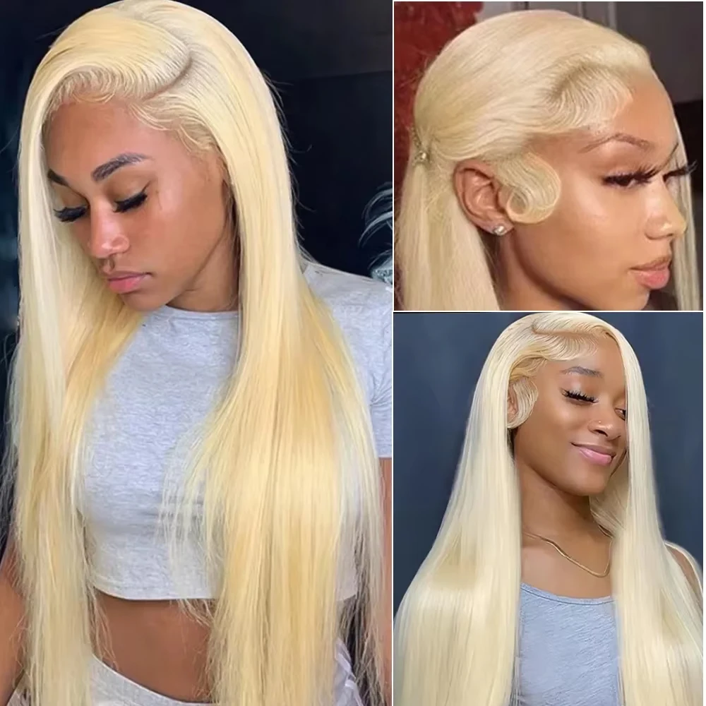 16 36 pollici HD Trasparente 613 Bionda Dritto 200 180 Densità 13x4 13x6 Anteriore Del Merletto Parrucche Dei Capelli Umani Brasiliani Per Le Donne Nere