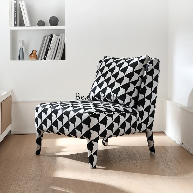 

02ls 18 **Italian cotton and linen fabric casual sofa chair light luxury modern Italian designer single chair