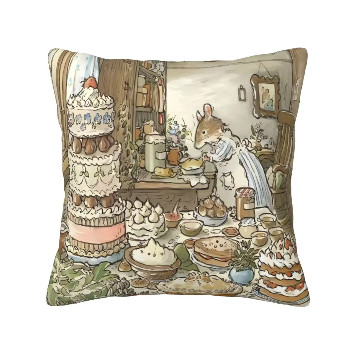 Brambly Hedge Cushion Pillow Cover Anime Zipper Cushion Cover Pillow Cover Home Decoration Customizable