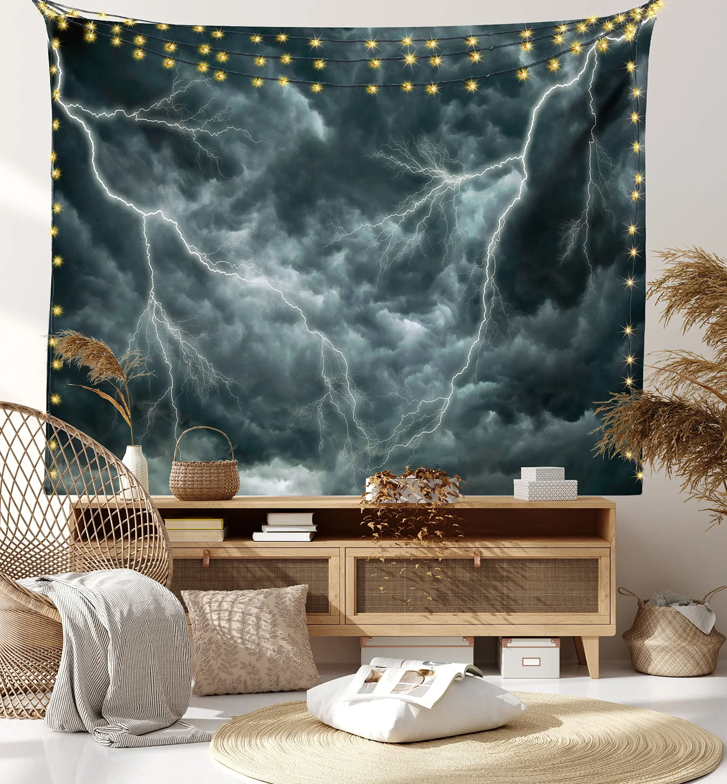 Tapiz de relámpago, desastre Natural, nubes oscuras, trueno y relámpago, decoración colgante de pared para dormitorio, sala de estar y dormitorio