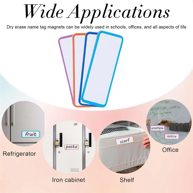SR-54 قطعة تسميات المسح الجاف المغناطيسي شرائط قابلة لإعادة الاستخدام الفصول الدراسية اسم العلامات للكتابة بطاقات مغناطيسية فارغة قابلة للمسح مذكرة الثلاجة