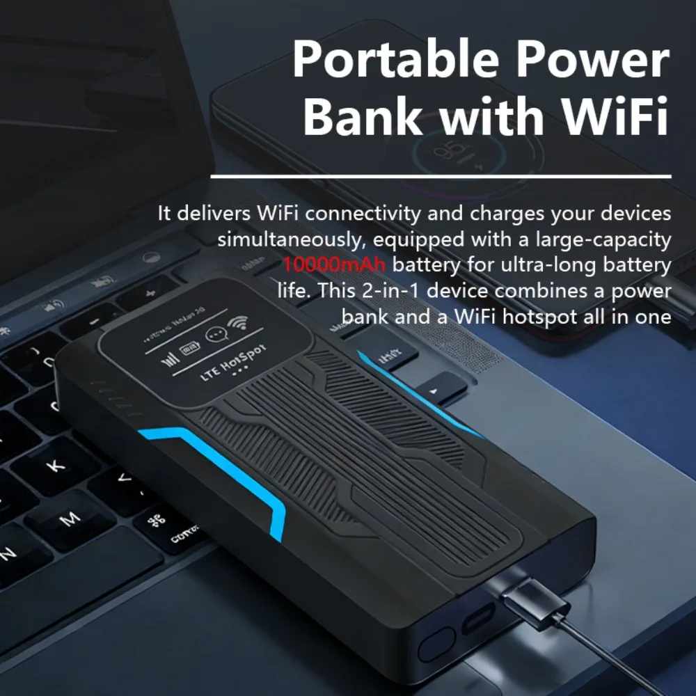 4G+ WiFi 6 LTE Pocket Mobile WiFi Router With SIM Card Slot Built-in 10000mAh Large Battery Portable High Speed Hotspot Modem