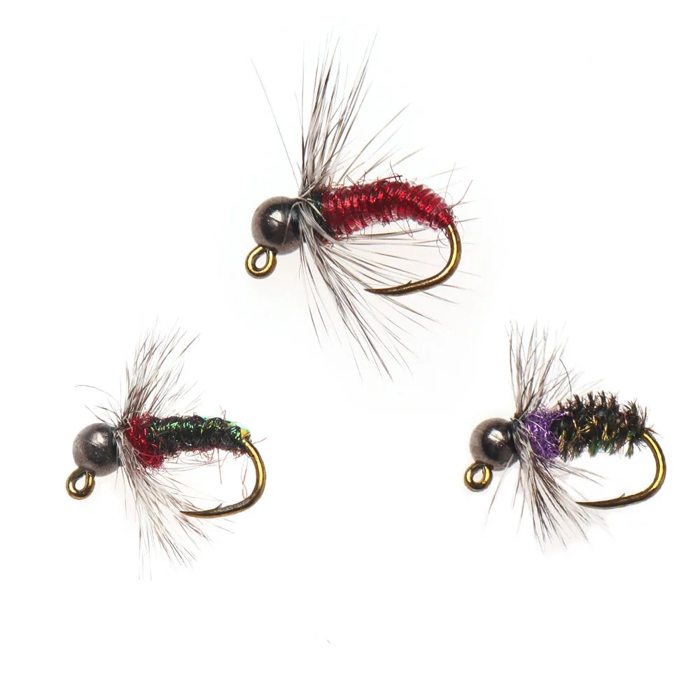 3Patterns Jig Nymph Fly Barbed Tungsten Bead Head Fast Sink Wet Euro Nymph Fly Trout Bass Fishing Lures Artificial Baits