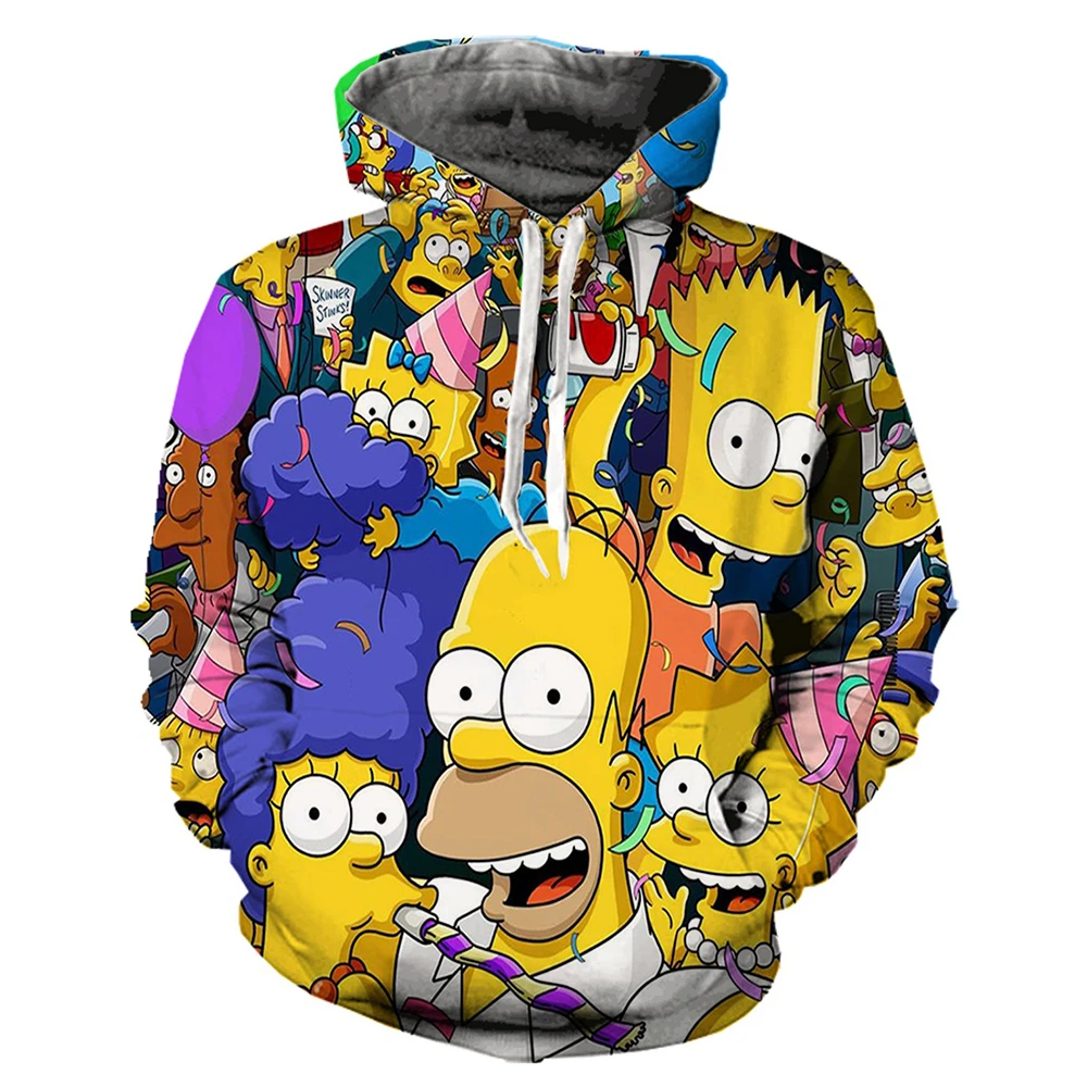 MINISO Simpsons Hoodies Cartoon Anime Simpson 3D Print Men Women Fashion Oversized Sweatshirt Hoodie Kids Pullover Tops Clothing