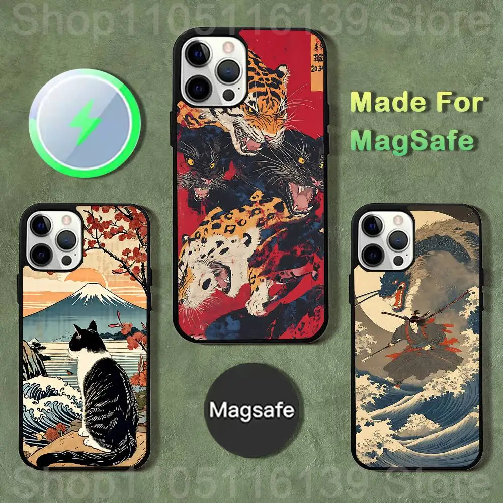 

Japan Style Ukiyo-e Phone Case For iPhone 17,16,15,14,13,12,11,Pro,Max,Plus,Mini,SE4,E Magnetic Magsafe Wireless Charging
