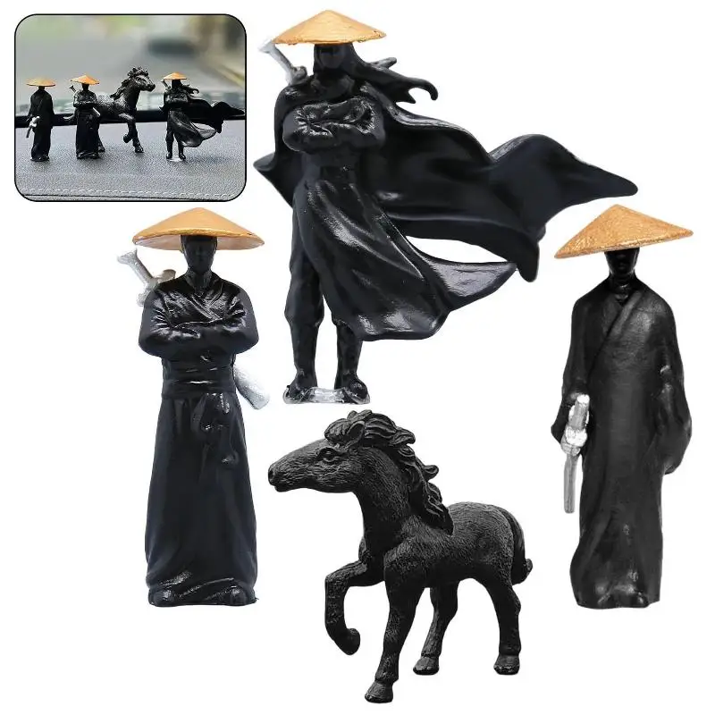 Resin Mini Figurines Decorative 50mm Ancient Sino-Japanese Samurai Warriors Office Cubicle Home Desktop Car Interior Model Gifts
