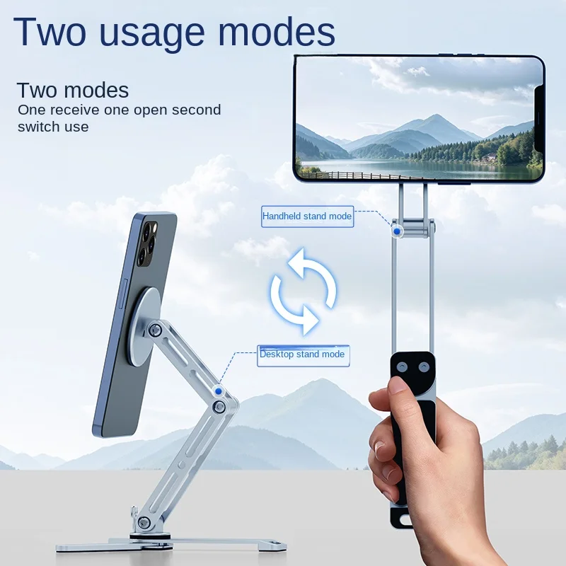 Mocny magnetyczny uchwyt na tablet Ręczny statyw do selfie do iPada iPhone'a 360 °   Obrotowy Składany Do Podróży i Na Biurko Wygodny Model — zdjęcie produktu 3