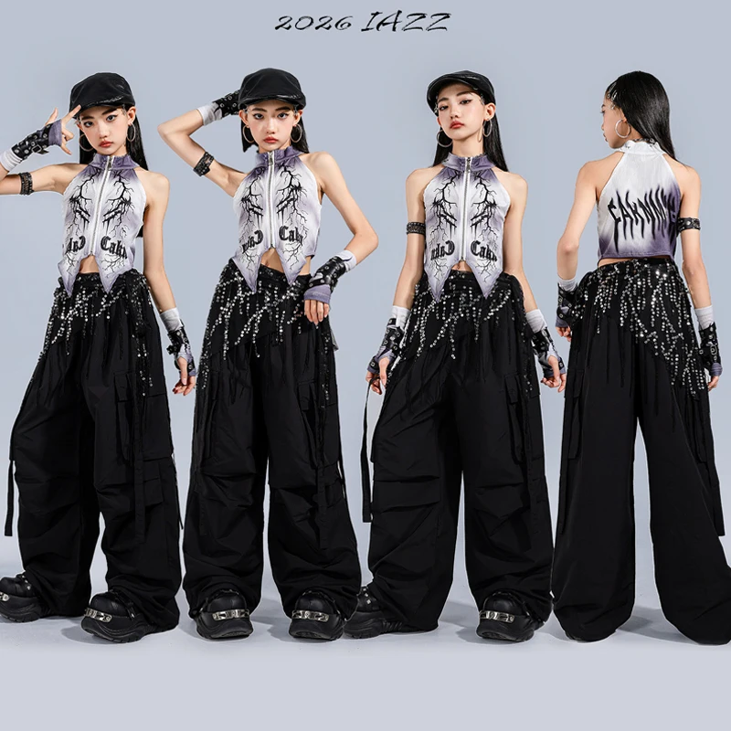 

Children Hip Hop Dance Clothes Street Wear Girls Jazz Dance Costume Group Performance K-pop Outfits Stage Dance Suit XS11494