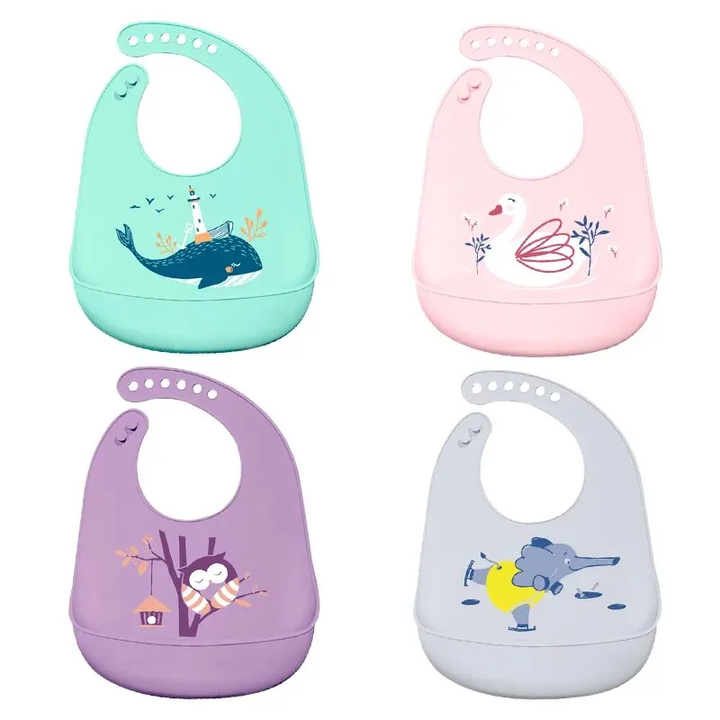 Baby Bib Adjustable Waterproof Bibs Babies Soft Edible Silicone Newborn Saliva Dripping Towel Drooling Children Scarf BPA Free