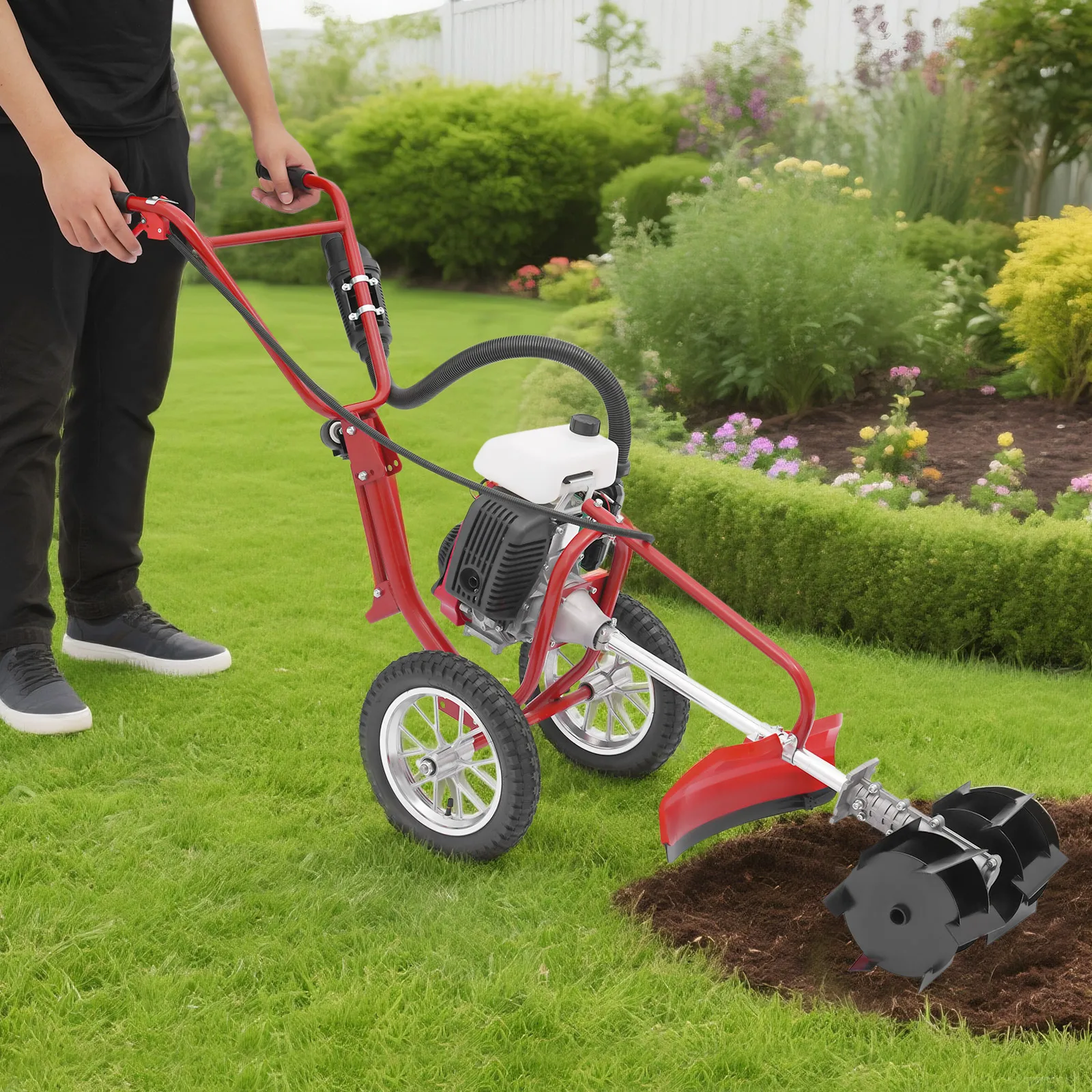 Gasoline Cultivator Powerful 63cc 4HP Mini Cultivator 240rpm Micro Cultivator Electric Tiller 4-stroke Gasoline Engine