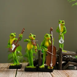 Adorable Funny Froggy Musician Resin Animal Statue Ornaments Collectible Figurines Home and Garden Decor Gift for Music Lover