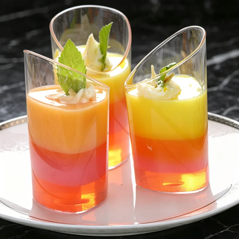 50 Transparent Disposable Mousse Cake Cups, Slanted Mouth Cups, High-End Disposable Cups Suitable for Party Desserts