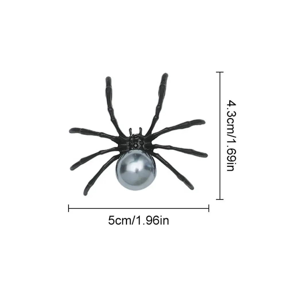 1Pair Durable Halloween Spider Insect Spider Earrings Exaggerated Personality Punk Ear Stud Alloy Black Pearl Jewelry For Women