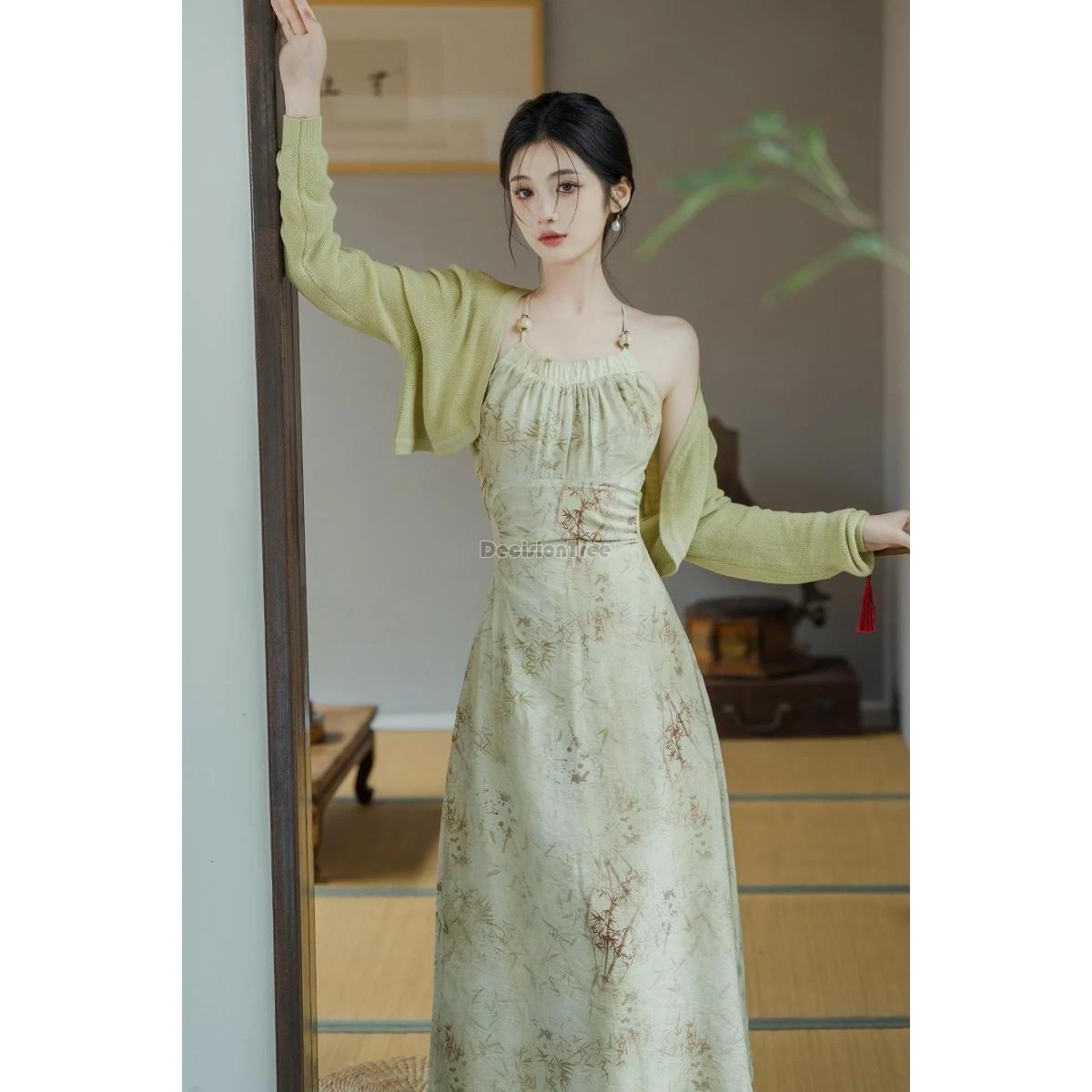 2025 popular new chinese style floral printing hanfu dress fashion desidn sense temperament modern daily handfu sexy slim set