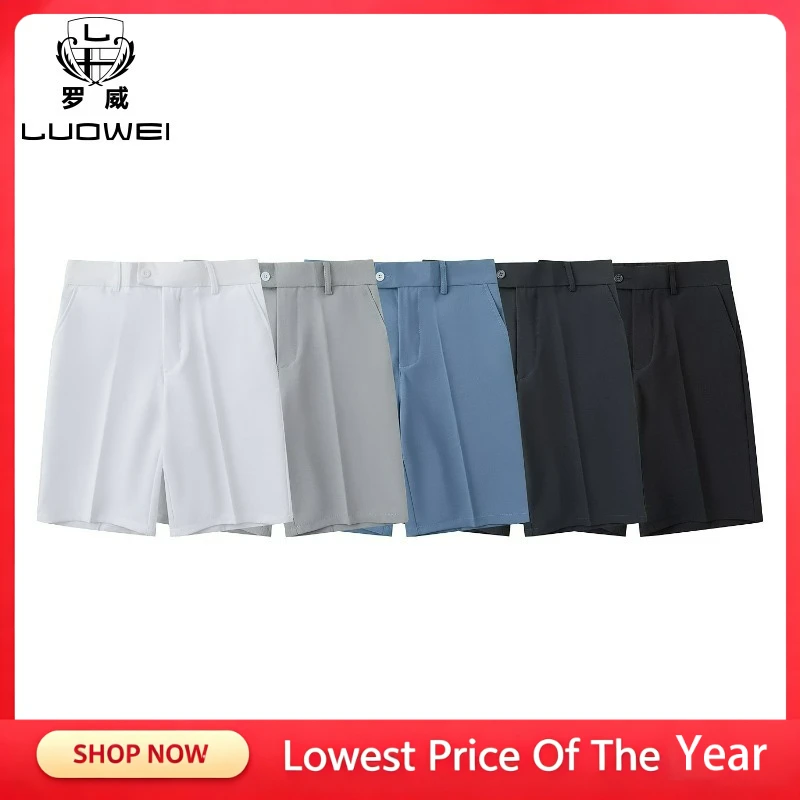 Business Casual Men's Short Pants Elastic Waist Breathable Suit Pants Spring Summer Straight Loose Daily Casual Shorts Trousers