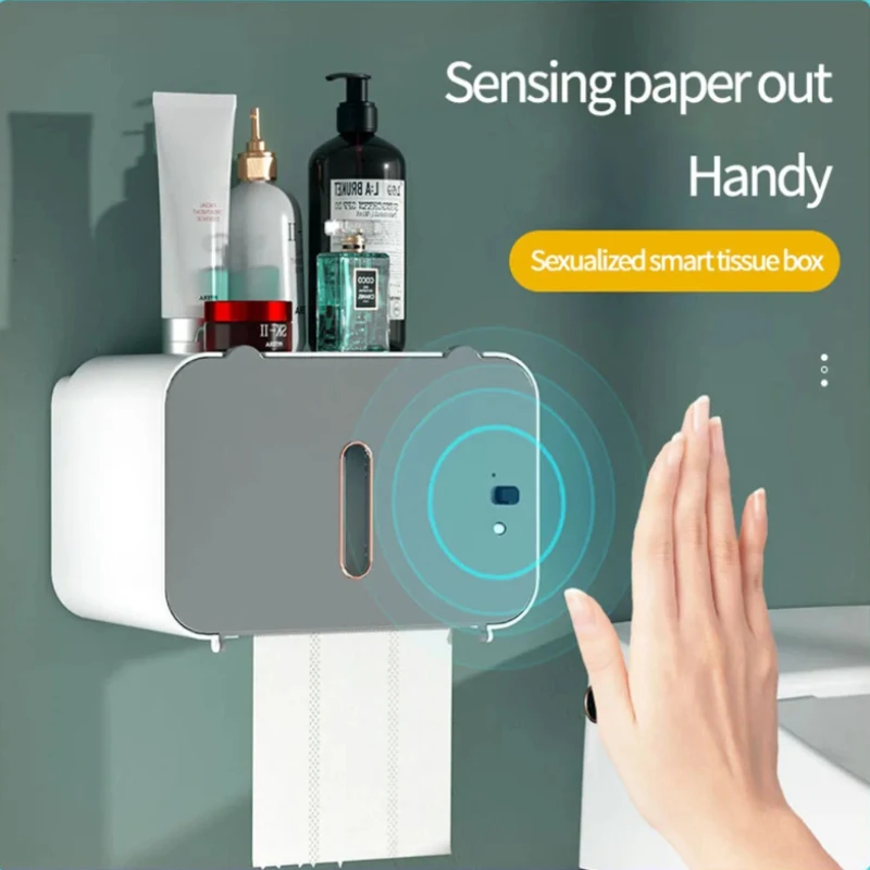 

Induction Toilet Paper Holder Shelf Wall-Mounted Automatic Smart Sensor Tissue Box Home Paper Towel Rack Bathroom Accessories