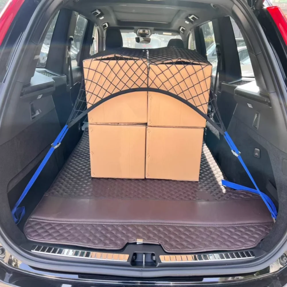 

1set Car Car Trunk Luggage Fixed Net Adjustable Large Elastic Boot Net With 4 Hooks Ratchet Straps Car Accessories