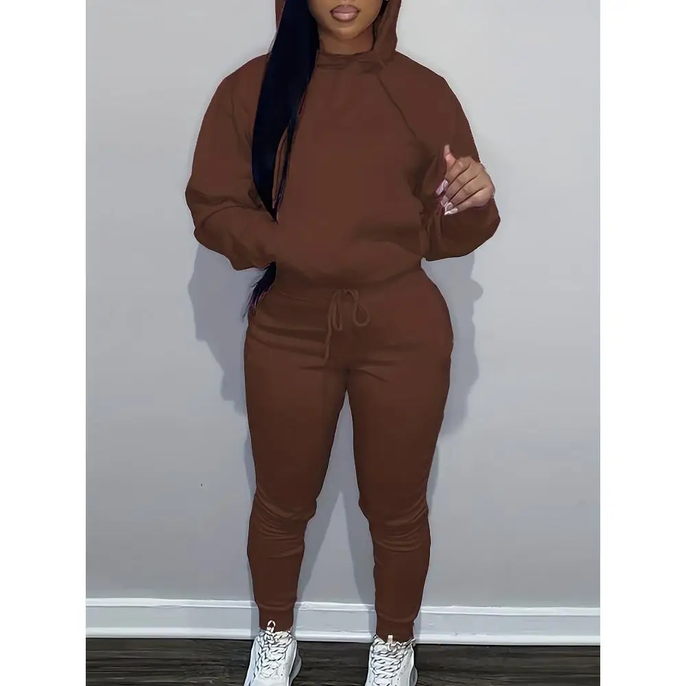 

Oversized Long Sleeve Two-Piece Hoodie Pants Set with Pockets