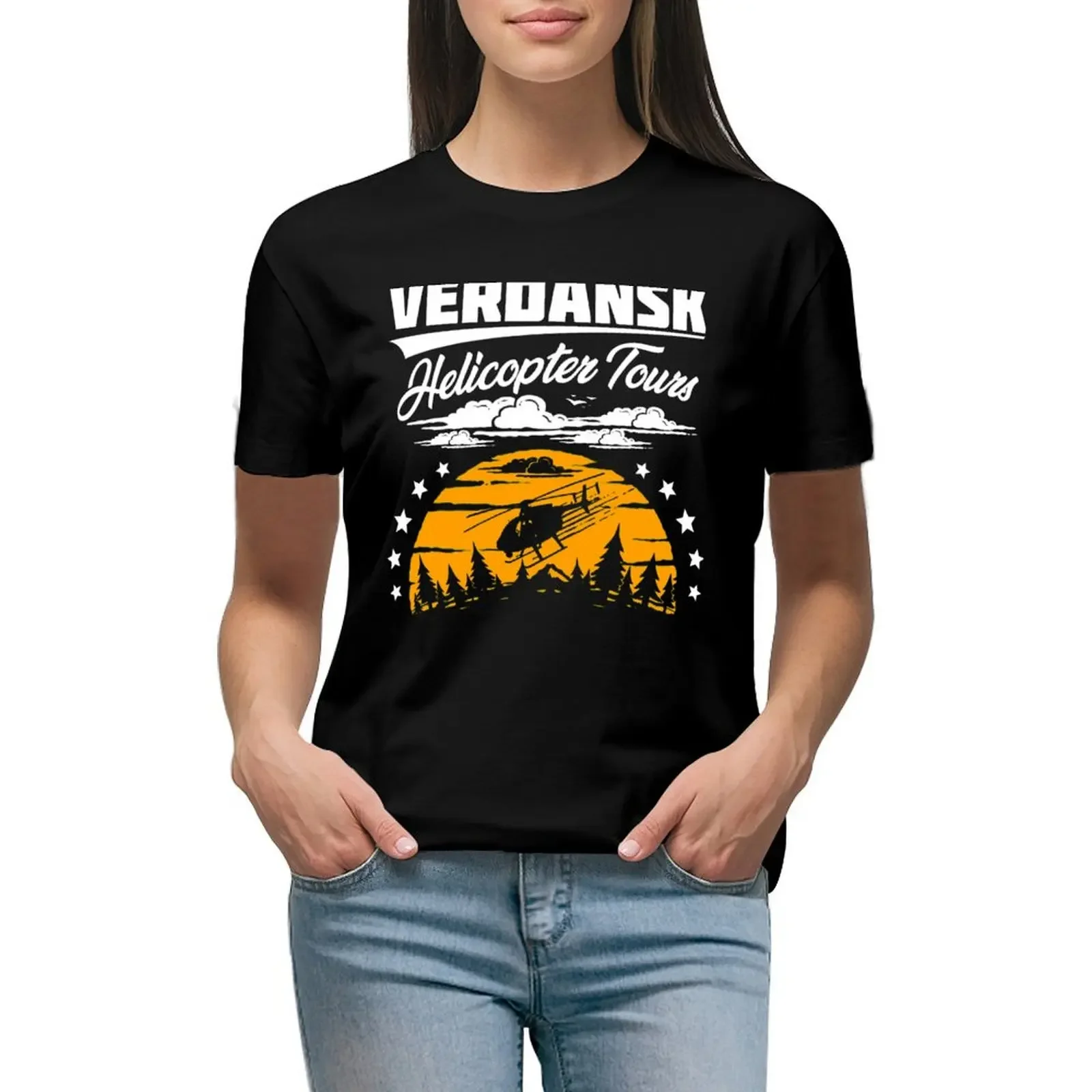 Warzone/Verdansk Helicopter Tours T-Shirt female summer tops hippie clothes tshirts woman