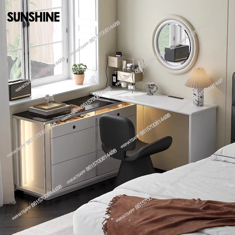 

Bedroom acrylic light luxury solid wood bedside cabinet corner makeup storage cabinet