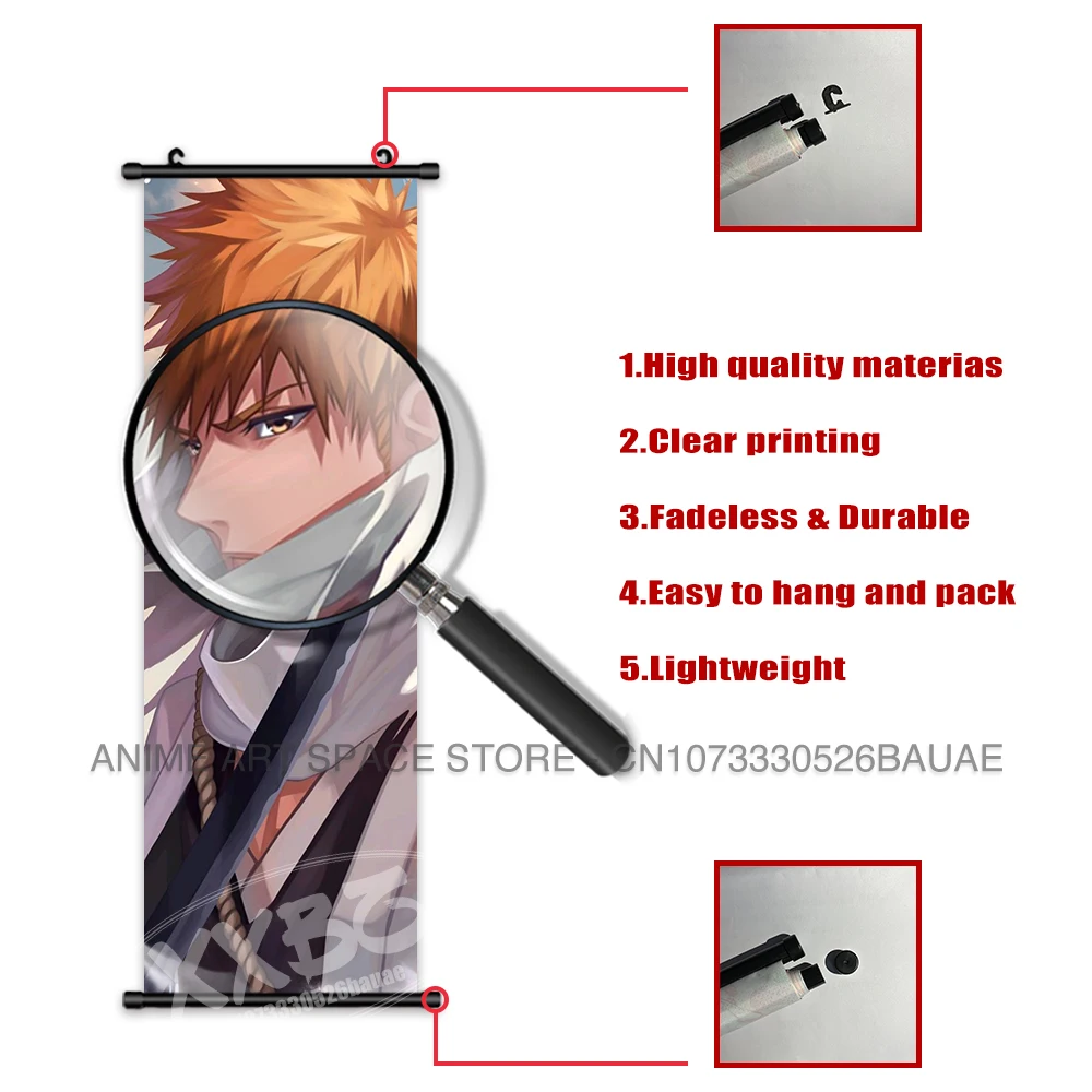 Anime BLEACH Hängende Malerei Kurosaki Ichigo Wandkunst Schriftrollen Bild Sado Yasutora Home Decor Leinwand Japanische Figuren Poster – Detail 6