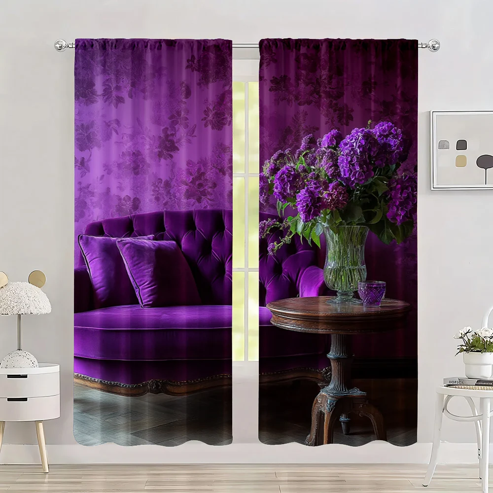 

2pc, Party Curtain A Rich Purple Versatile Fabric,Without Electricity Festive Backdrops Use for Home Use Without Electricity