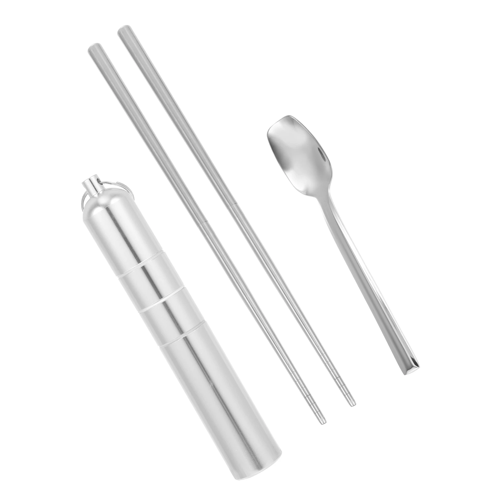 

1 Pair 304 Stainless Steel Chopstick Set Foldable Travel Spoon Portable Kitchen Tableware Lightweight Safe Tasteless